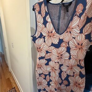 BCBGMaxAzria Floral Sleeveless Dress in Blue and Peach